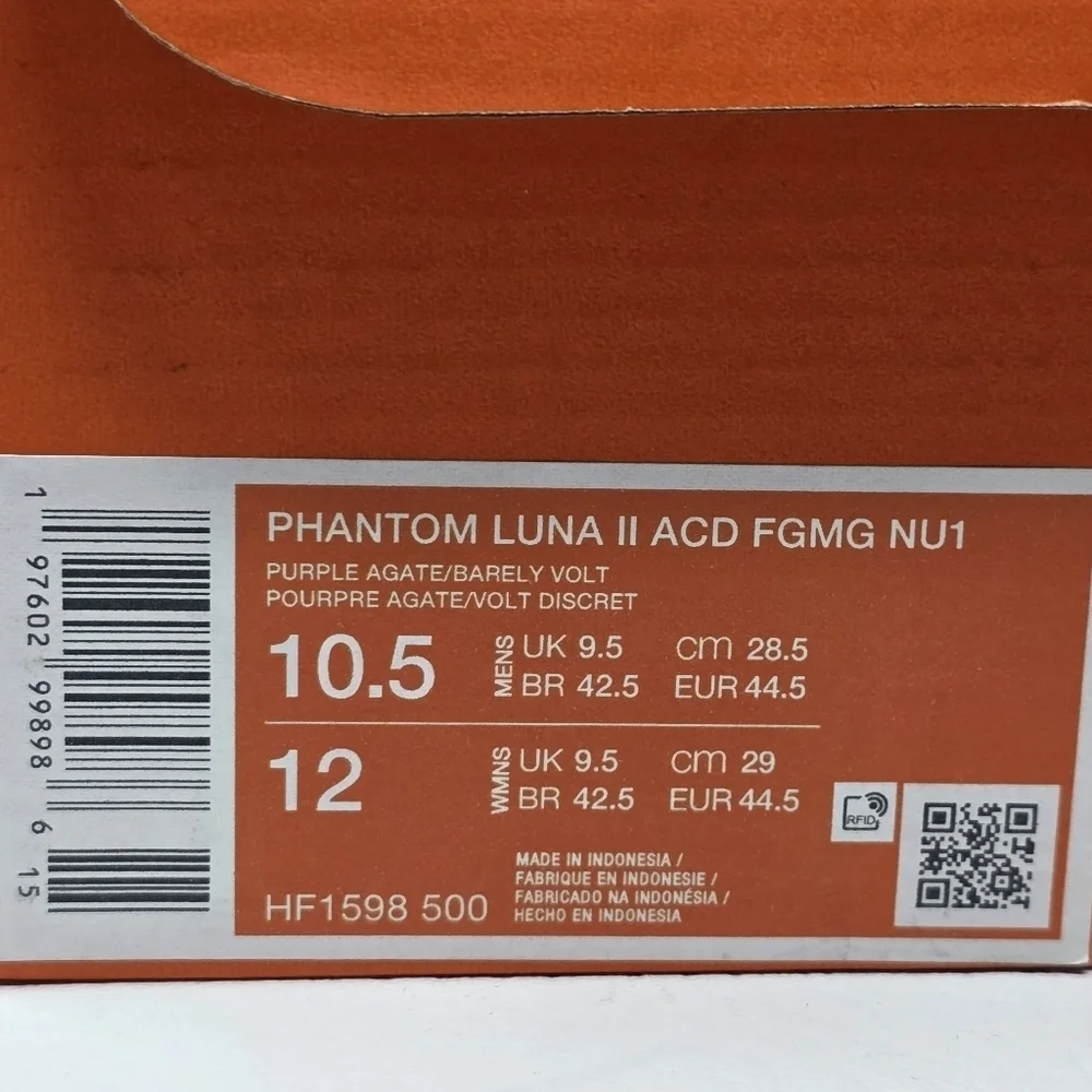 Nike Phantom Luna II Academy Purle FG/MG Soccer Cleat HF1598 500 Men Sz 10.5 New